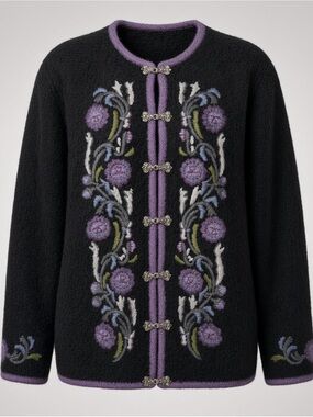 Eagles Eye Wool Bavarian Cardigan with Embroidery - LG